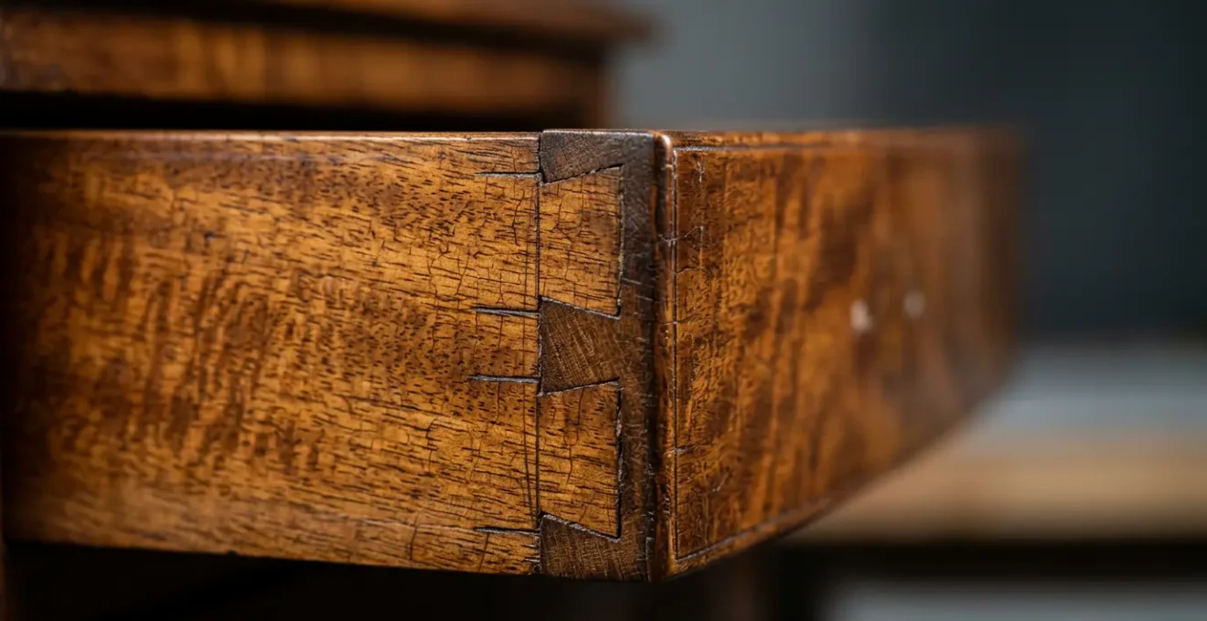 Close-up detail of Georgian-era hand-cut joinery showcasing precision craftsmanship and authentic patina