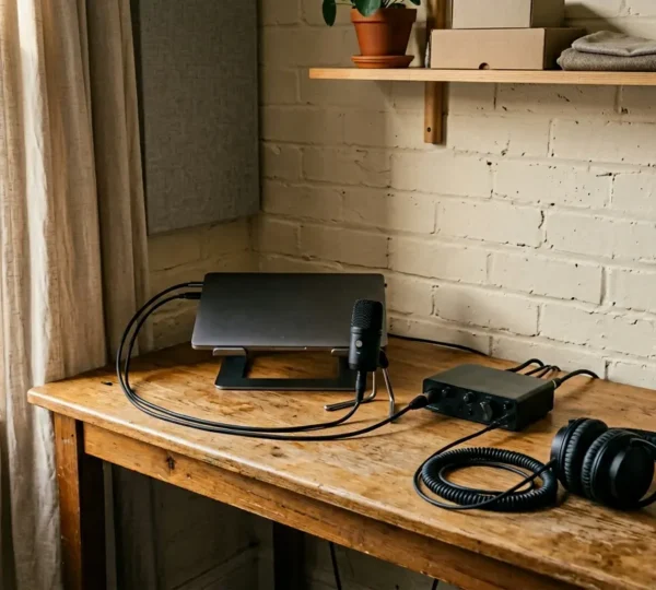 Budget home studio setup for spatial audio production with ambisonic recording equipment