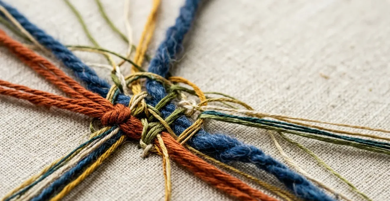 Conceptual representation of interconnected narrative threads creating a unified story tapestry