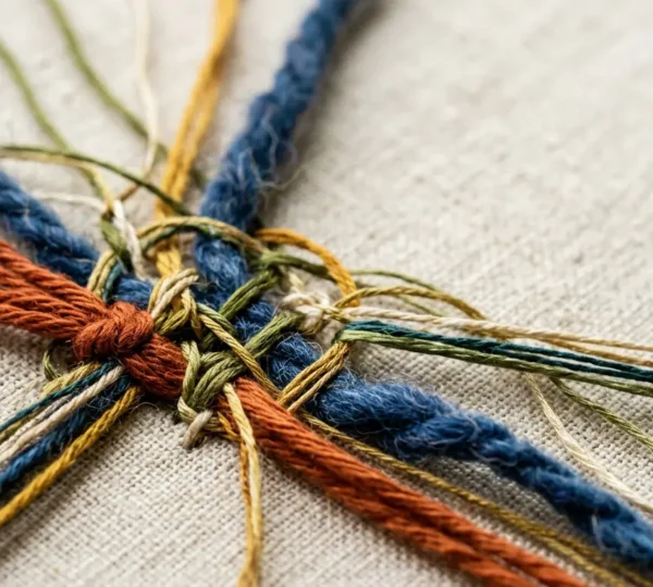 Conceptual representation of interconnected narrative threads creating a unified story tapestry
