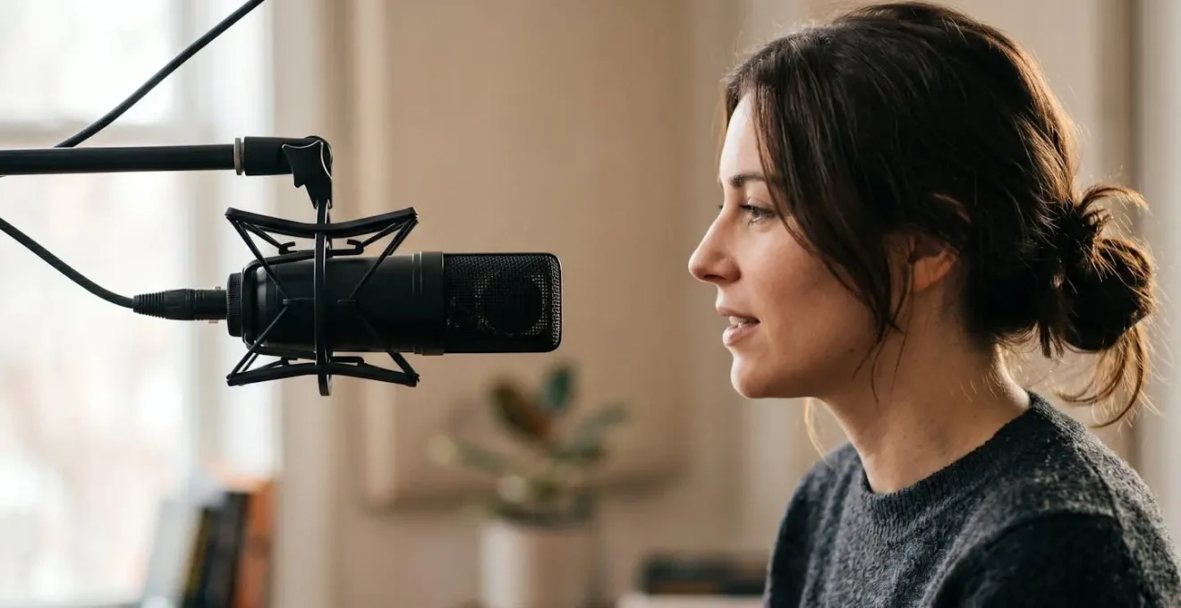 Professional microphone positioned close to subject demonstrating proximity effect for cinematic audio