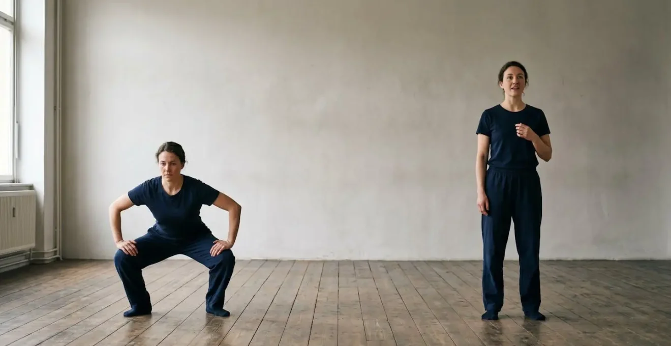 Contrasting body postures demonstrating how physical centers influence vocal placement