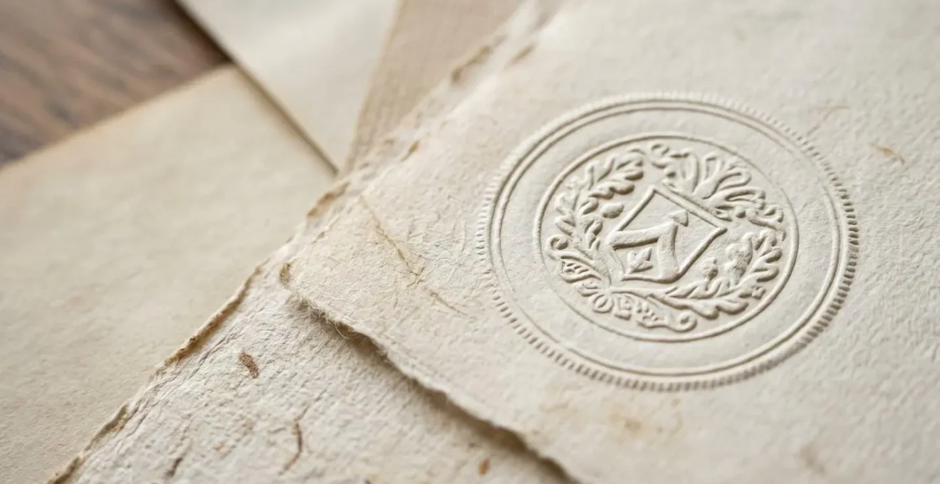 Close-up of archival documentation and authentication materials on desk